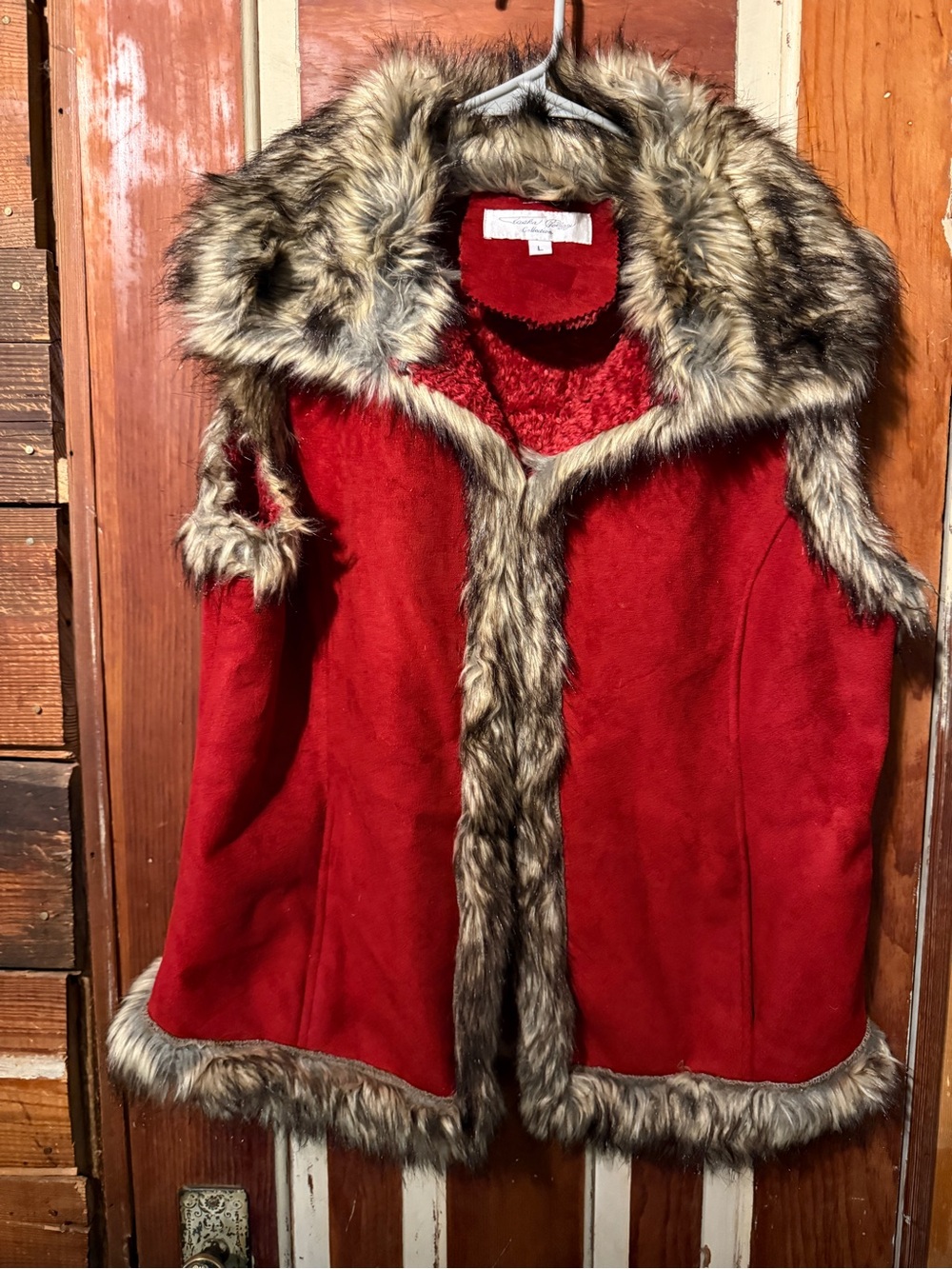 Tasha Polizzi Red Faux Fur-Trimmed Vest